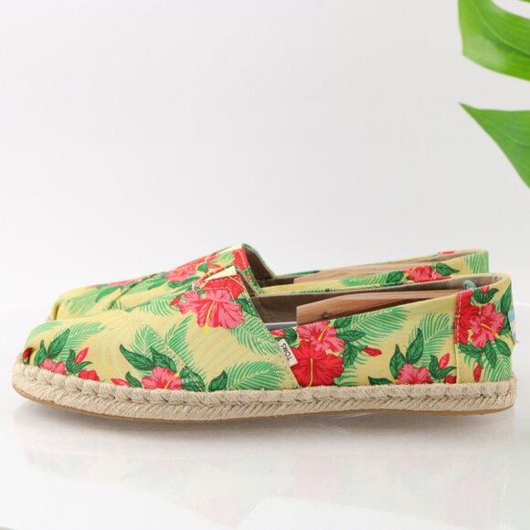 Toms Women's Alpargata Classic Shoe Size 10 Floral Yellow Red Green Flat Slip On - Picture 8 of 13